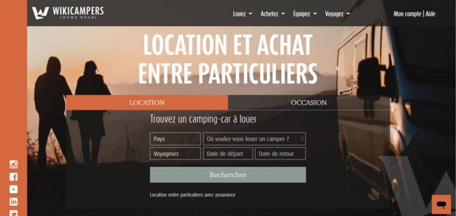 Interface du site wikicampers